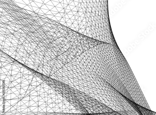 Abstract wired geometric shape 3d 