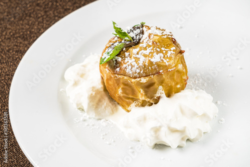 roasted apple with whipped cream