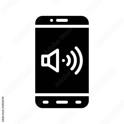 application icons set related mobile phone screen with speaker sign and buttons vectors in solid design,
