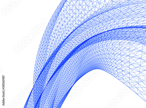 Abstract wired geometric shape 3d 