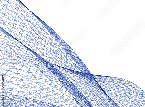 Abstract wired geometric shape 3d 