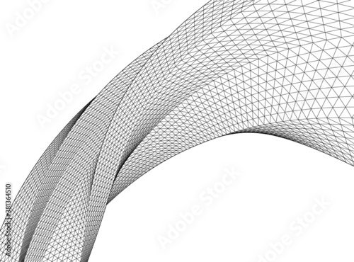 Abstract wired geometric shape 3d 