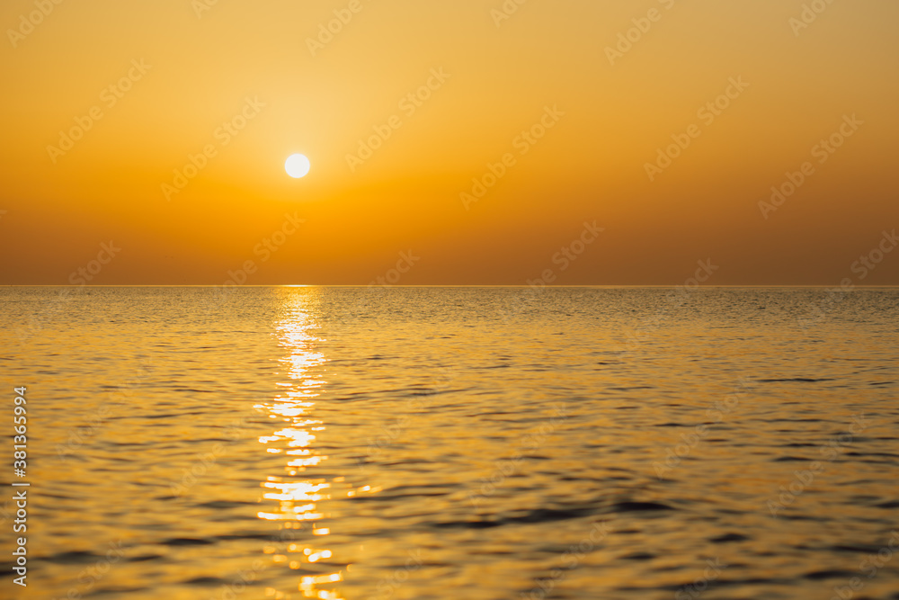 Fantastic sea sunset. Real ocean sunset.