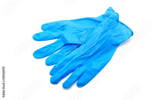 Blue medical gloves on white background © nata777_7