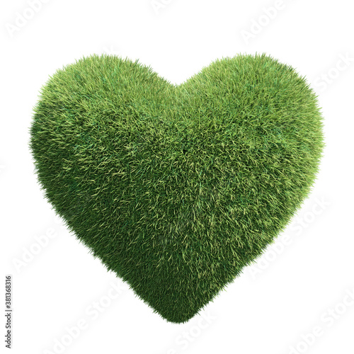 Grass heart symbol. 3d illustration
