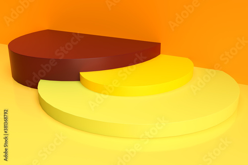 3D-Illustration für Mockups bestehend aus Zylindern in achartartigen Farbtönen
