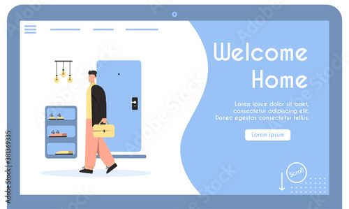 Vector banner of welcome home concept