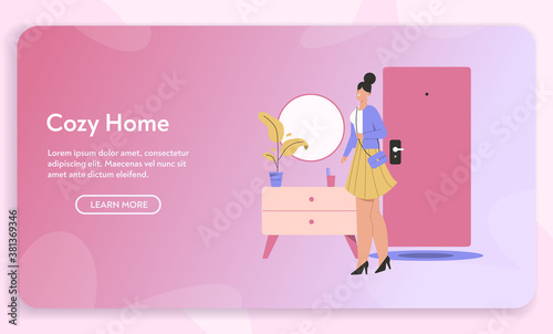 Vector banner of cozy home concept