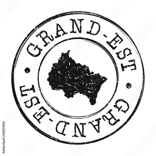 Grand Est, France Stamp Postal. A Map Silhouette Seal. Passport Round Design. Vector Icon Design Retro Travel.