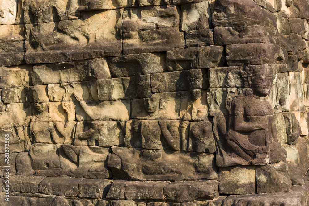sculptures of the Terrace of the Leper King at Angkor Thom, Siem Reap, Cambodia sculptures of the Terrace of the Leper King at Angkor Thom, Siem Reap, Cambodia
