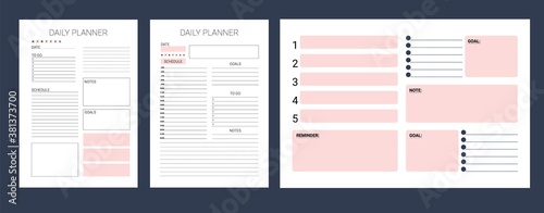 Week schedule. Organizer page. Monthly planner template.