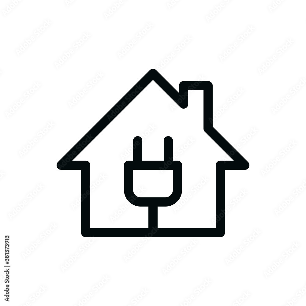Plug home isolated icon, power house vector icon with editable stroke Plug home isolated icon, power house vector icon with editable stroke