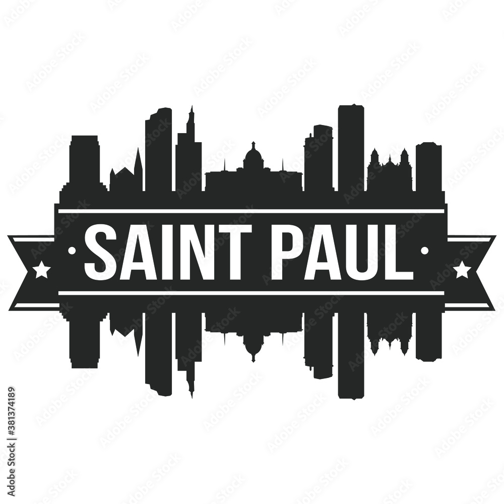 Saint Paul Minnesota Skyline Silhouette Design City Vector Art Stencil.