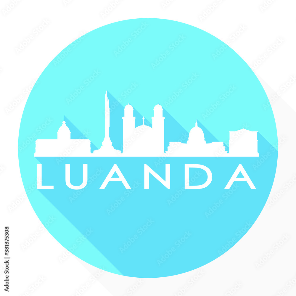 Fototapeta premium Luanda Angola Flat Icon Skyline Silhouette Design City Vector Art Logo.
