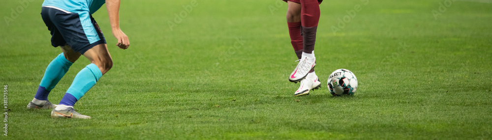 soccer game background player kicking football