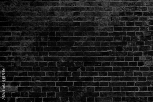 Black brick wall. Interior of a modern loft. Background for photo and video filming. The facade of a brick building.