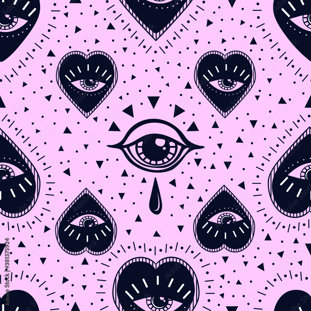 Hand draw seamless pattern of the All-seeing eye. Can be used for fabric design,paper,textile,background. Religion philosophy, spirituality, occultism,chemistry, science, magic. Hand draw seamless pattern of the All-seeing eye. Can be used for fabric design,paper,textile,background. Religion philosophy, spirituality, occultism,chemistry, science, magic.