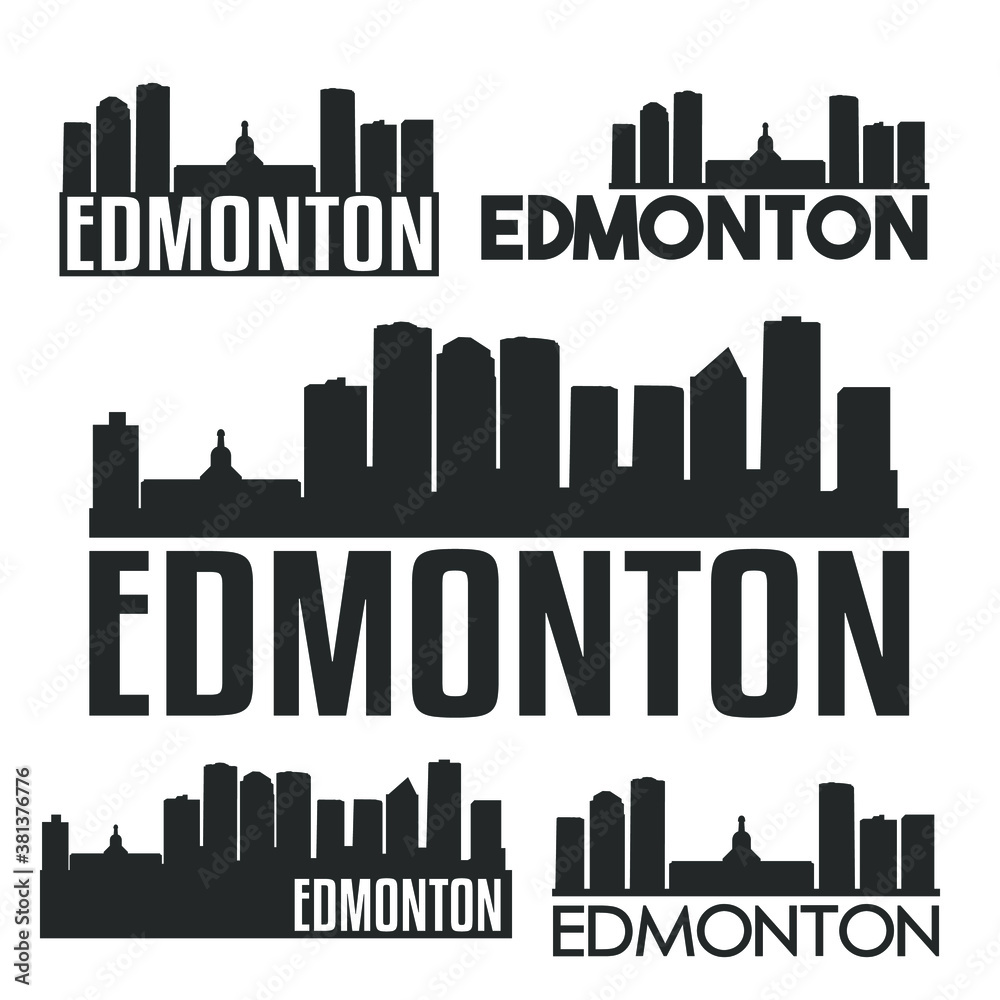 Edmonton Canada Flat Icon Skyline Vector Silhouette Design Set logos.
