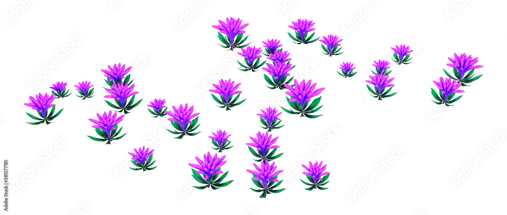 3D Rendering Alien Plants on White
