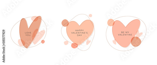 Vector abstract hand drawn organic shapes and hearts. Social media post  greeting card  flyer  print.
