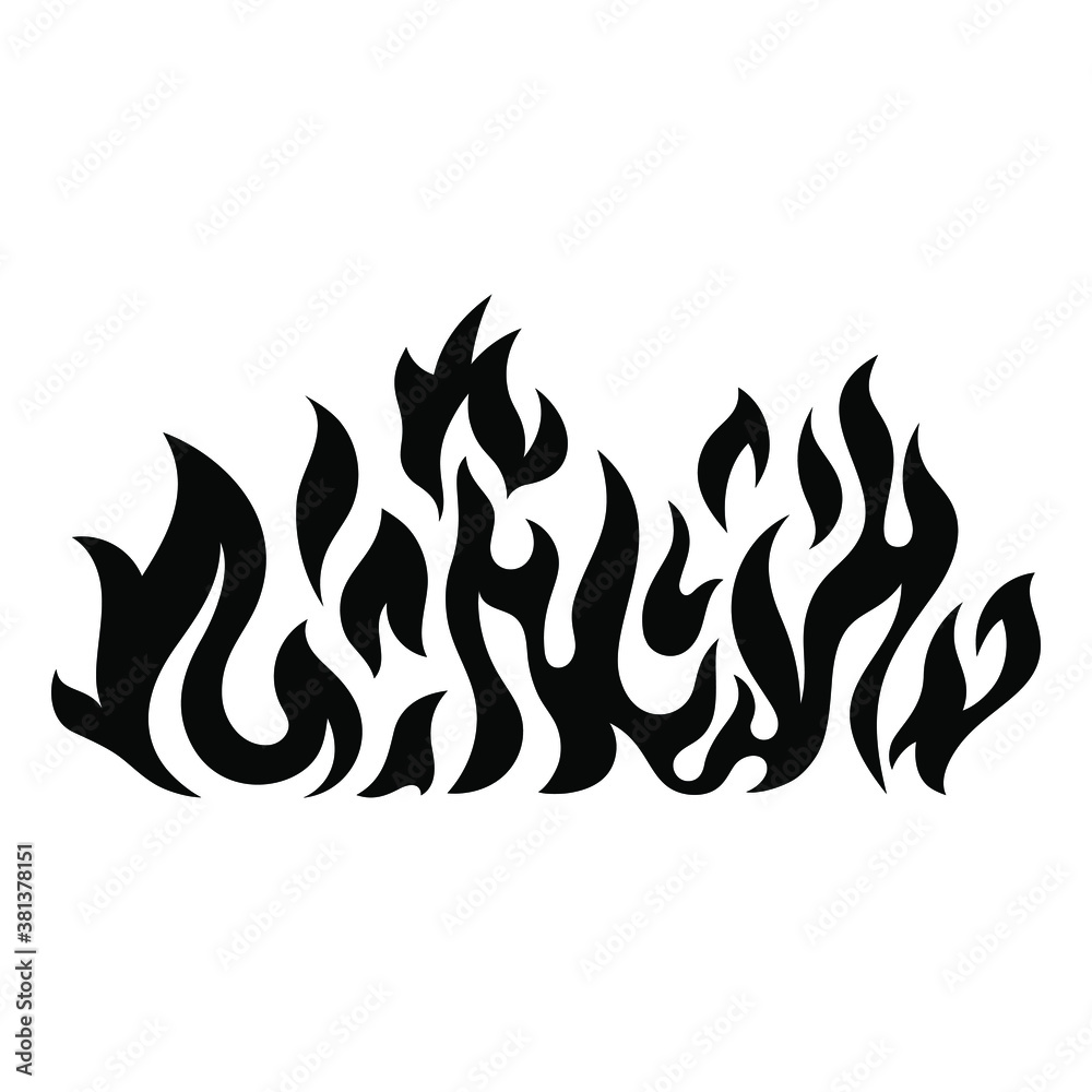 Fire flame silhouette. Black icon isolated on white background. Fire flame simple icon. Fire flame silhouette. Black icon isolated on white background. Fire flame simple icon.