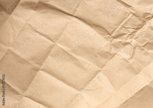 crumpled blank sheet of brown wrapping kraft paper  vintage texture for the designer