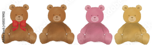 正面から見たテディーベアのイラスト