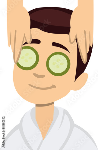 Vector illustration of emoticon concept spa, massage and beauty