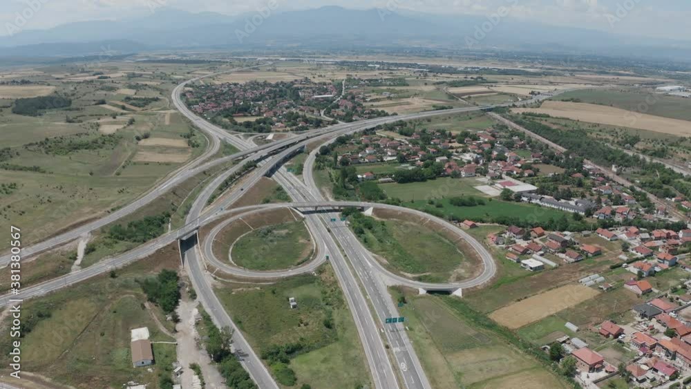 Aerial shot of highway at the countryside Aerial shot of highway at the countryside