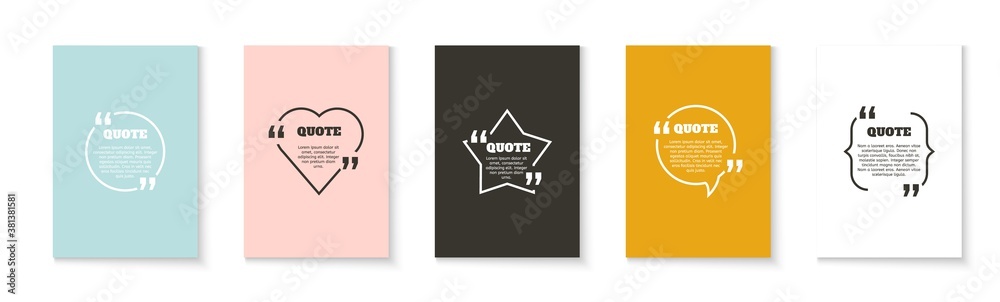 Talk bubble quotation frame. Quote card creative template. Vector graphic desing element. Message sticker collection.