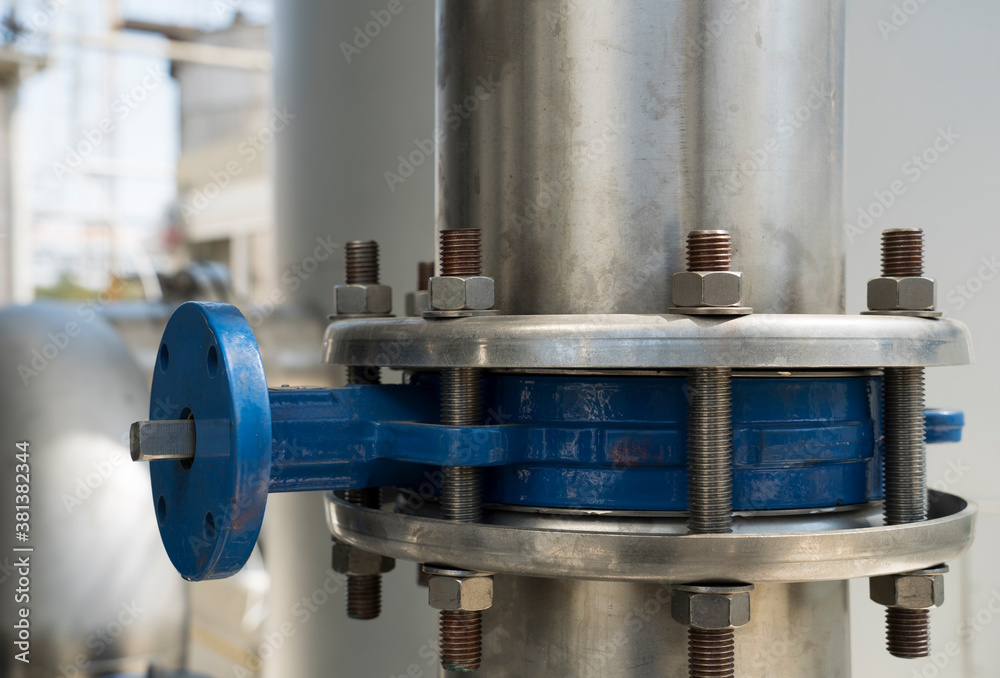 Industry zone. Industrial equipment, pipes and modern technology. Metal ...