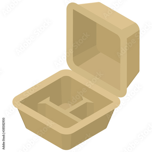 空　テイクアウト用　仕切りつき　フートパック
Empty take-out containers. Made of paper. Made of bamboo.