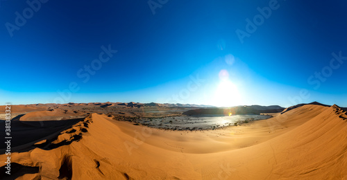 Spectacular morning sunrise at Sossusvlei in the Namib Desert