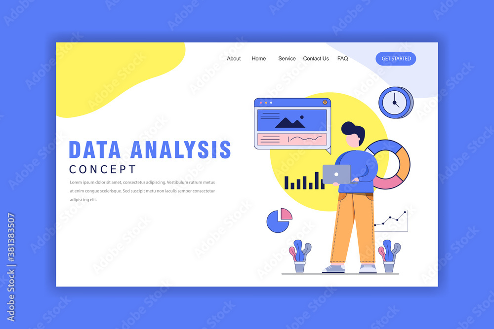 Flat Design Concept of Data Analysis,Big Data. Vector Illustration for website, landing page and business presentation