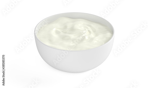 Bowl of yogurt 3d rendering