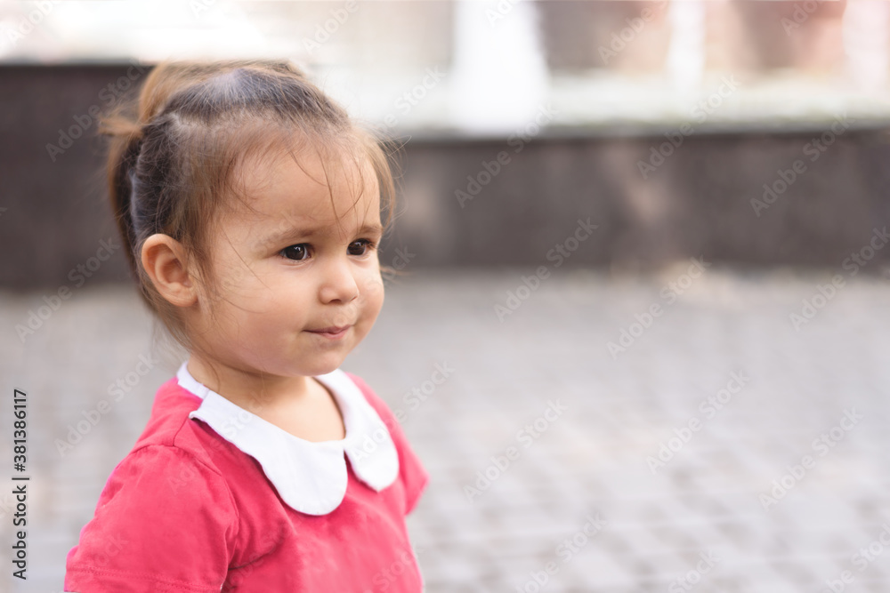 Portrait of very beautiful child girl with nice smile and bright eyes. Space for your text. Portrait of very beautiful child girl with nice smile and bright eyes. Space for your text.