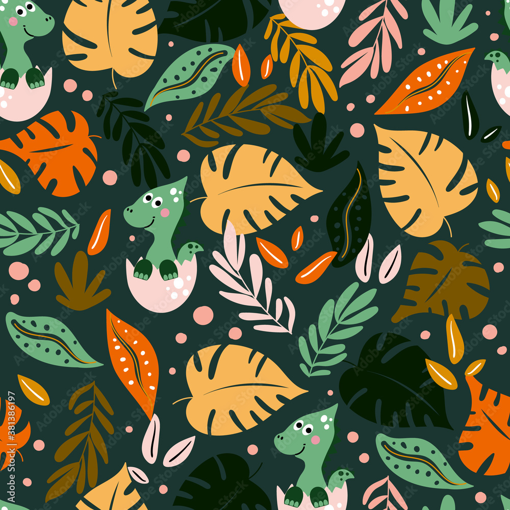 Cute kids pattern with dinosaur Cute kids pattern with dinosaur