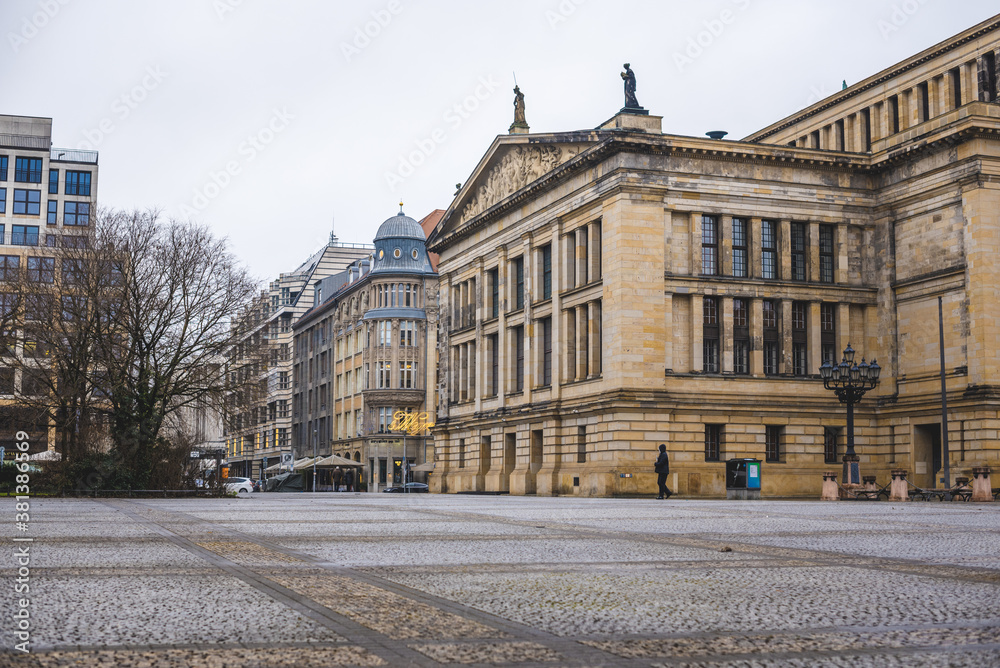 Fototapeta premium old town hall. square with a large library house