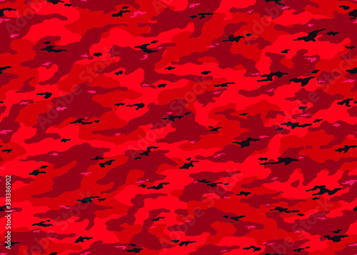 Modern Red camouflage seamless pattern. Camo vector background illustration for web, banner, backdrop or surface design use
