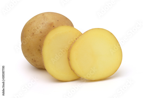 Potato and cut isolated on white background,Agricultural products.