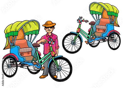 Asian man with the trishaw