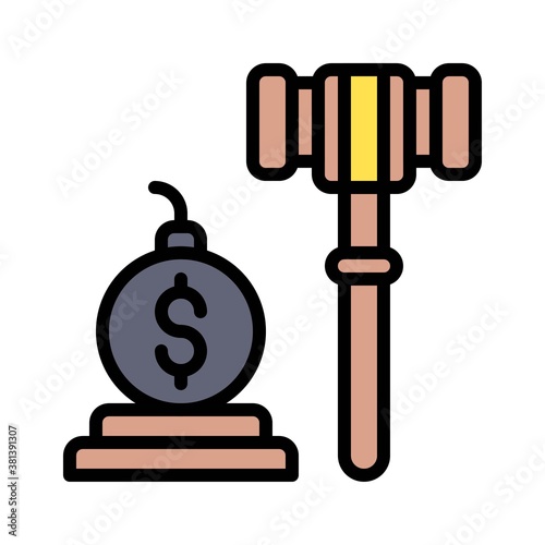 economic recession related justice hummer with boom and dollar vectors with editable stroke,