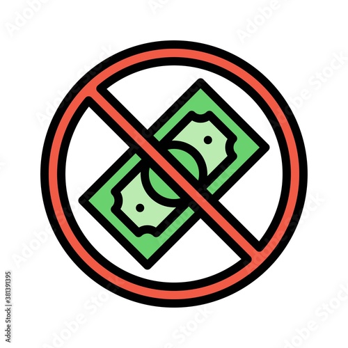 economic recession related dollar note with restriction sign vectors with editable stroke,