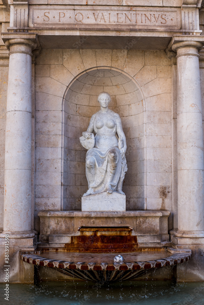 statue of the Roman goddess who is the patron saint of water. statue of the goddess near the fountain
