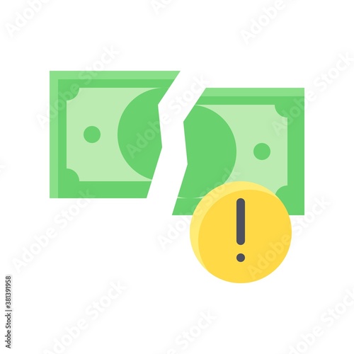 economic recession related crack dollars with letter i sign vectors in flat style,