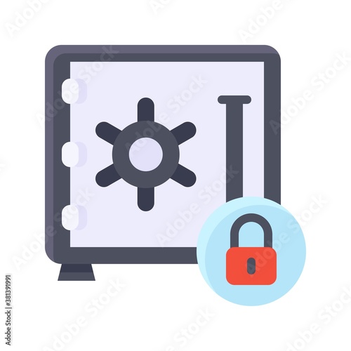 economic recession related locker with lock and handle vectors in flat style,