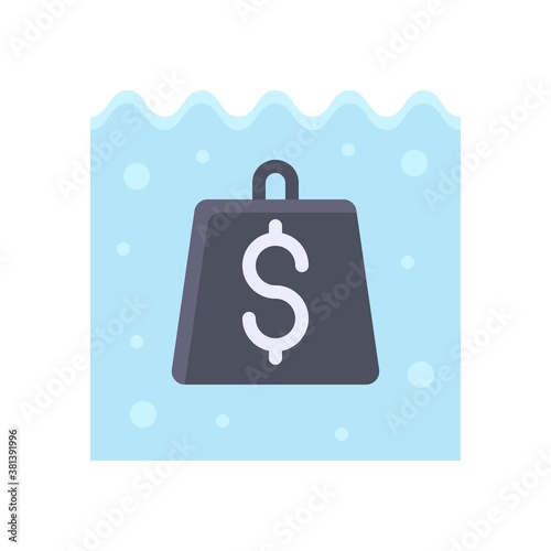 economic recession related dollar sign in water with zig zag vectors in flat style,