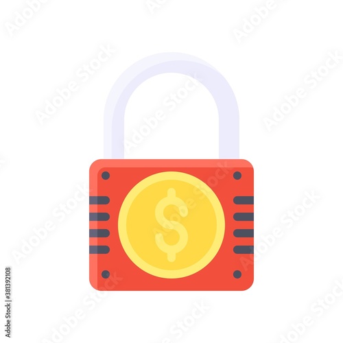 economic recession related lock with dollar or penni vectors in flat style,