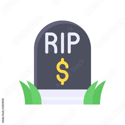 economic recession related r.i.p board with dollar and leaves vectors in flat style,