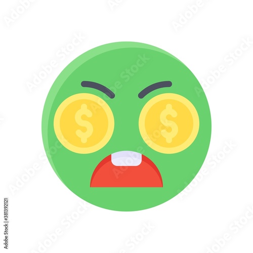 economic recession related emoji with dollars eyes and face vectors in flat style,